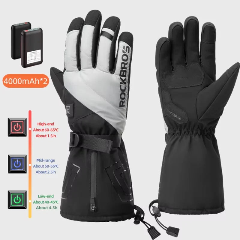 ROCKBROS Heated Waterproof Touchscreen Gloves For Skiing And Riding