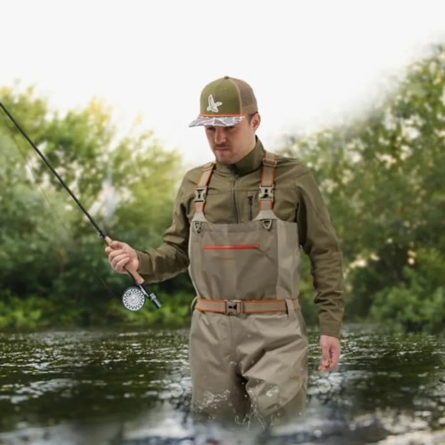 Men's Waterproof Breathable Stocking Foot Chest Waders for Fly Fishing