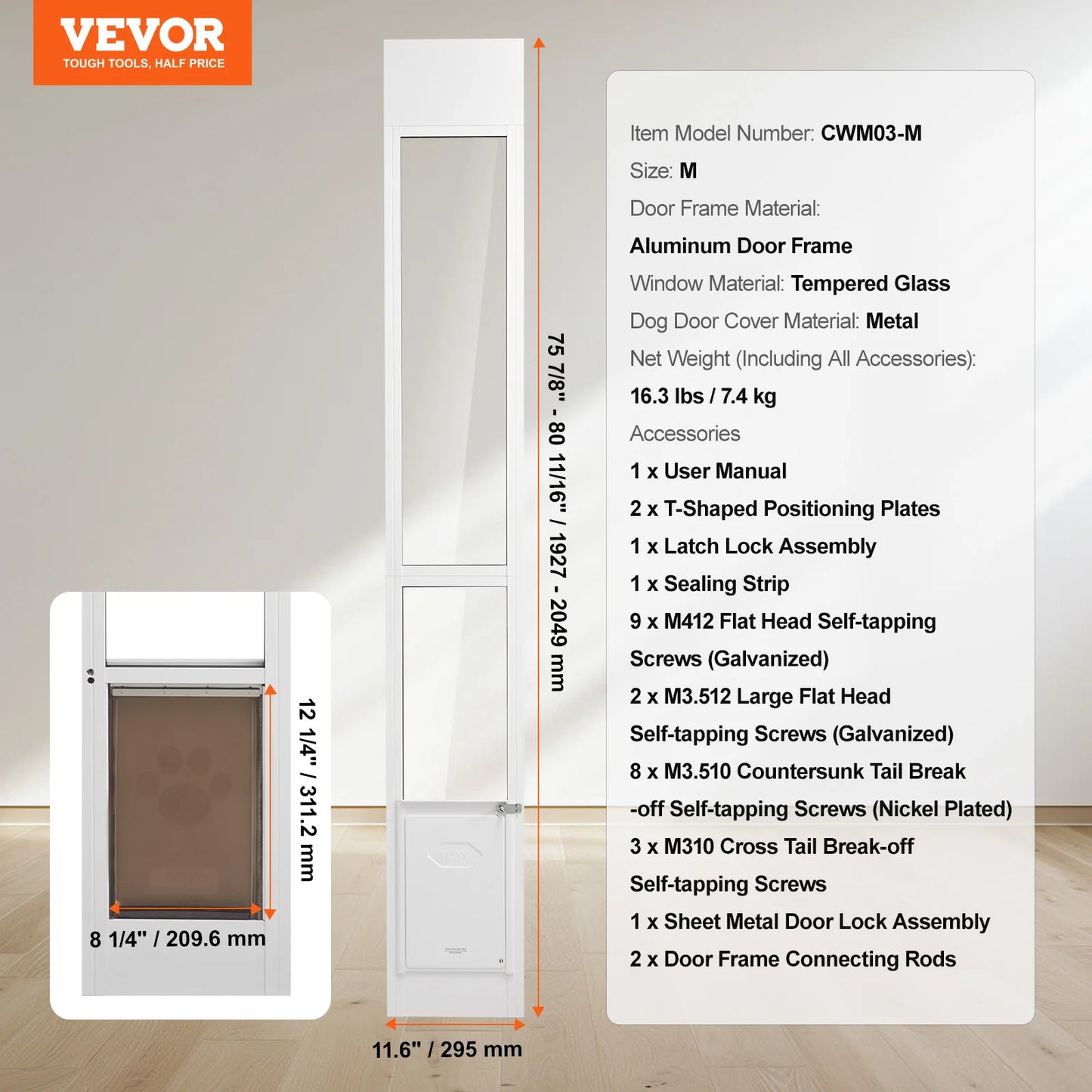 NONEDogDoor Sliding Glass Pet Door For Doors And Gates