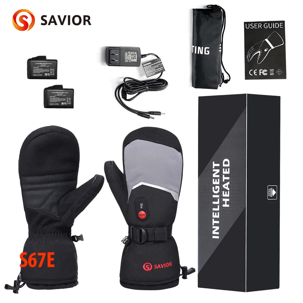 Savior Heat Heated Waterproof Touchscreen Ski Gloves for Winter Sports