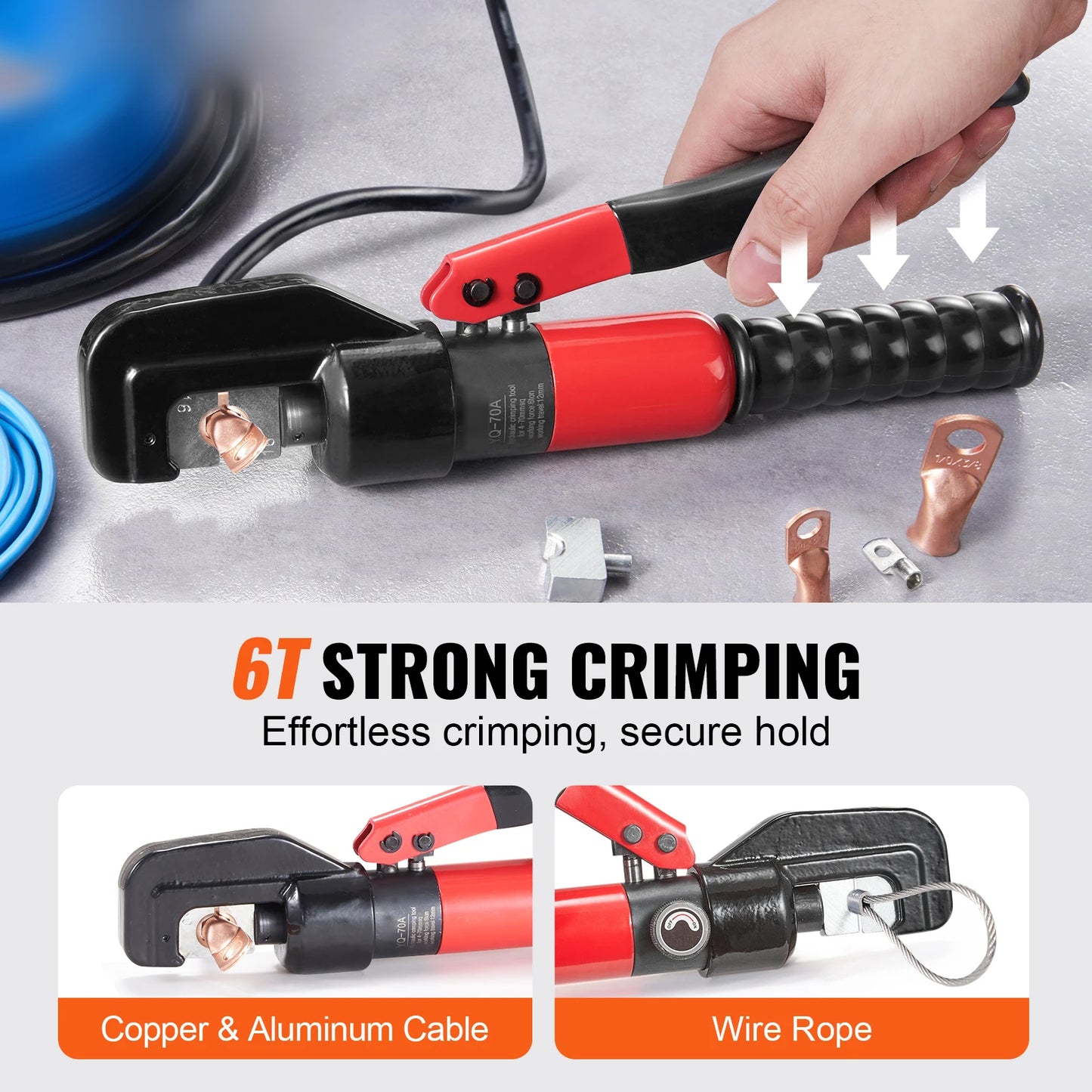 SucceBuy AWG12-2/0 Hydraulic Crimping Tool With Pliers And Gloves