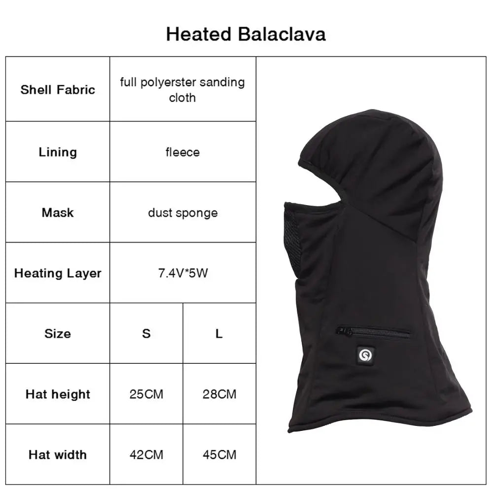 Savior Heat Electric Heated Ski Mask Rechargeable Battery Balaclava