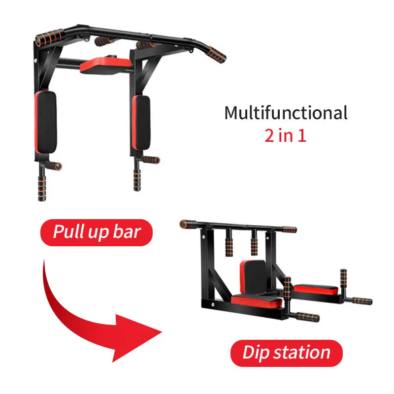 KBQ Multifunctional Wall Mounted Pull Up Bar For Home Gym