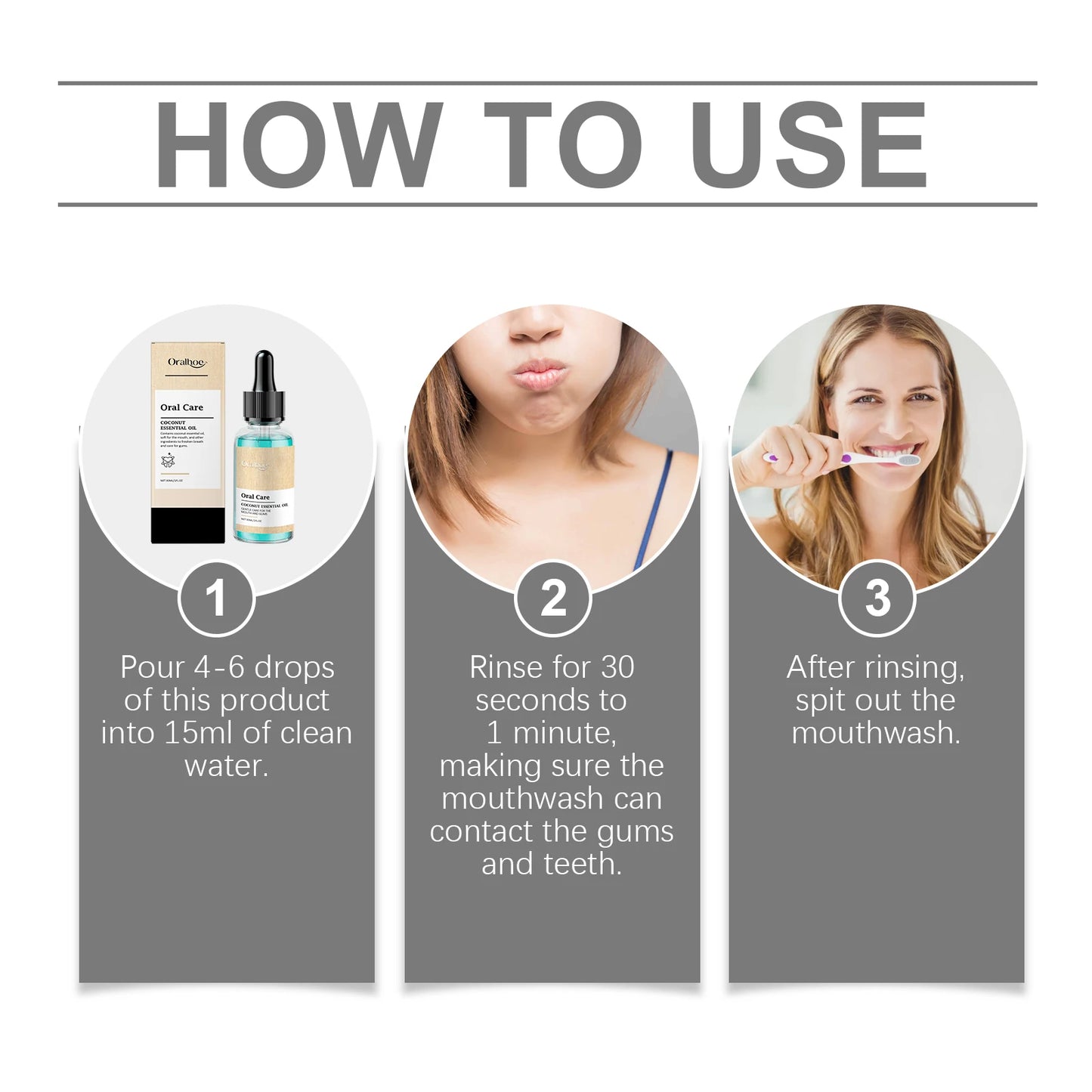 Oralhoe Coconut Mint Oil Pulling Mouthwash Alcohol Free Fresh Breath