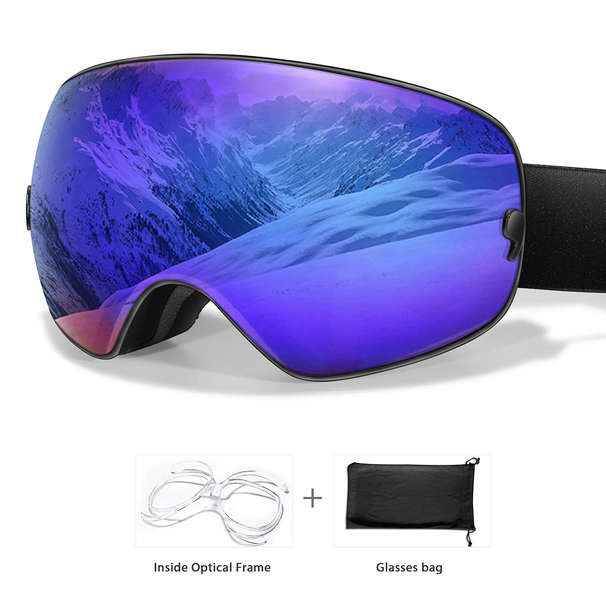 UV400 Anti Fog Snowboard Ski Goggles With Optical Frame
