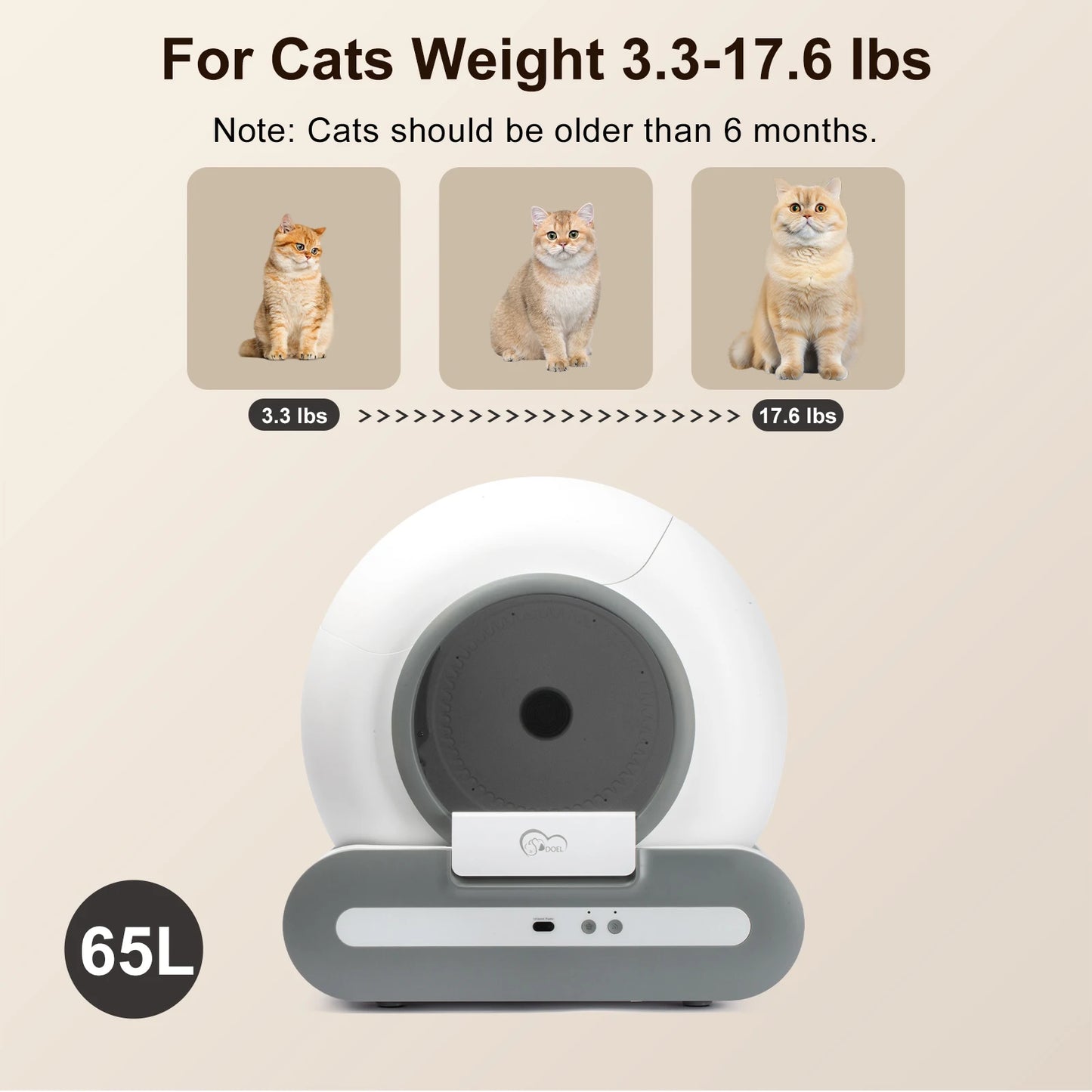 DOEL Self-Cleaning Cat Litter Box App Control and WiFi