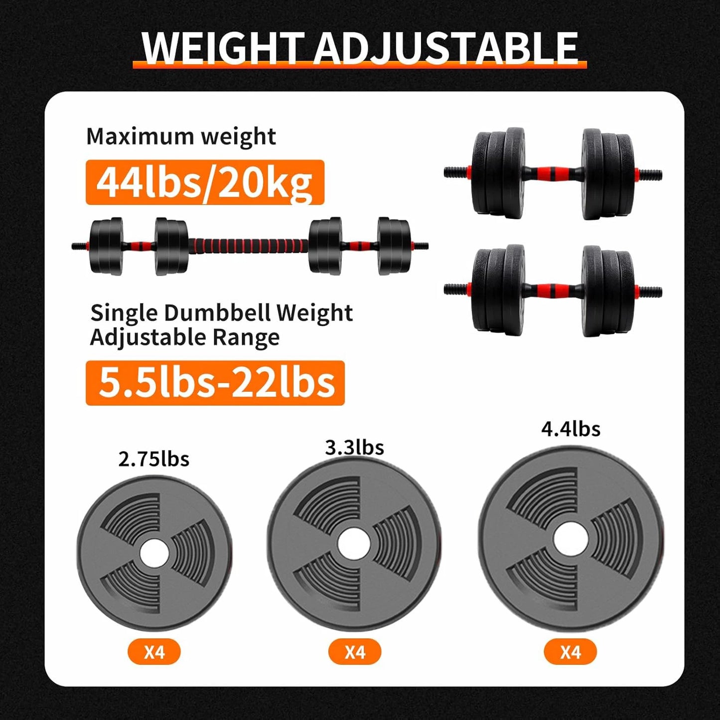 Adjustable Dumbbell And Barbell Set With Anti Slip Grip