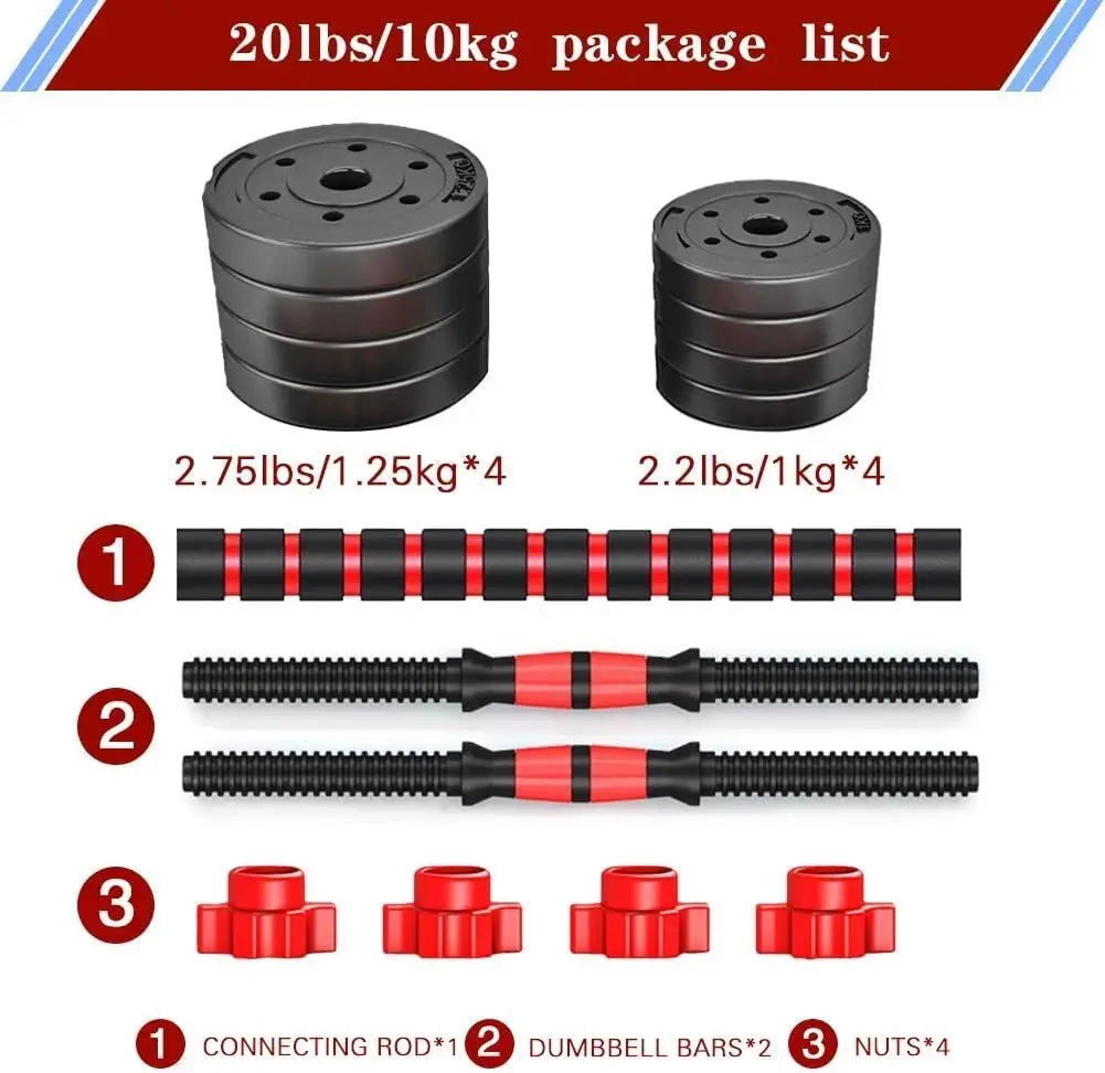 Adjustable Dumbbell Set With Barbell Conversion Lightweight Home Gym Equipment
