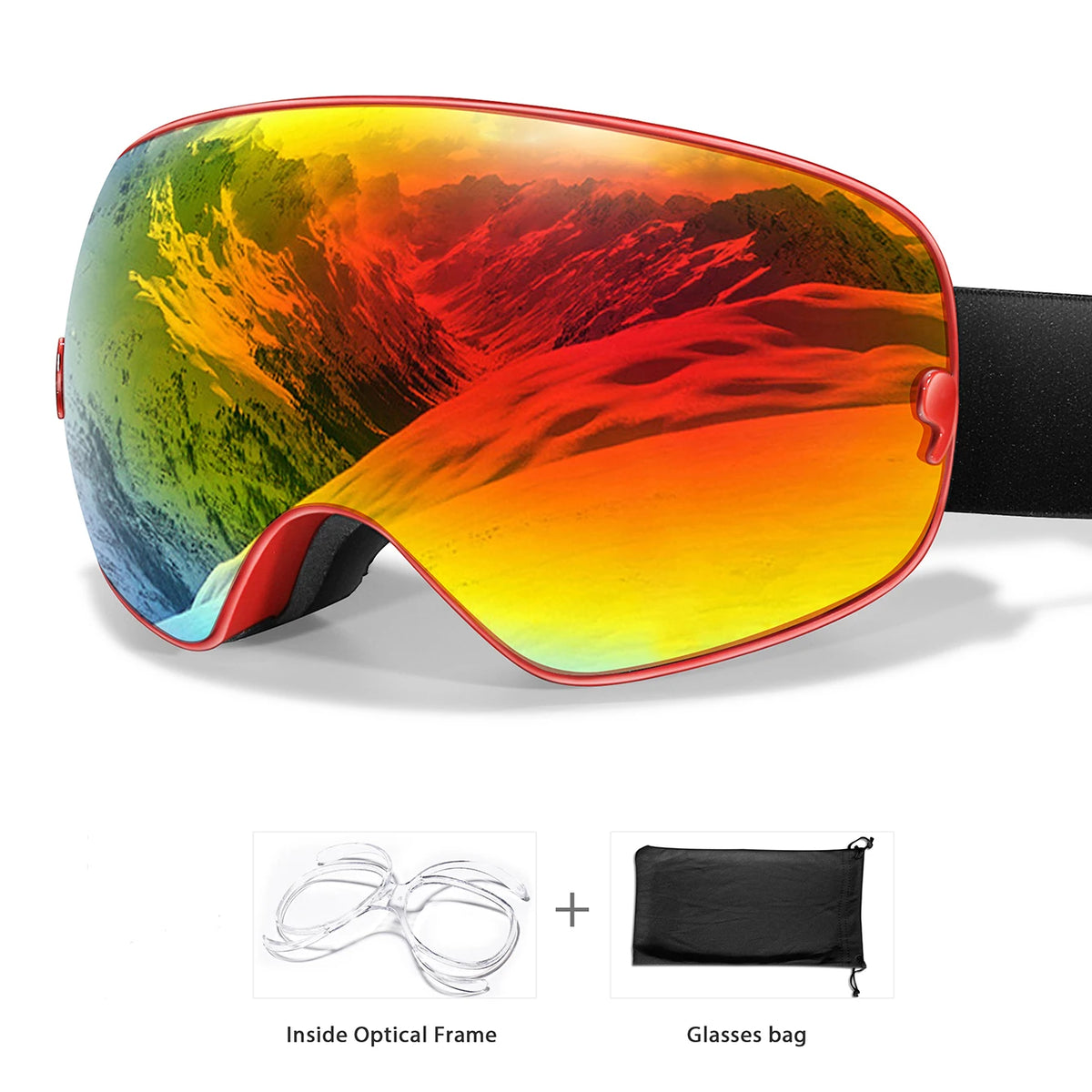 UV400 Anti Fog Snowboard Ski Goggles With Optical Frame