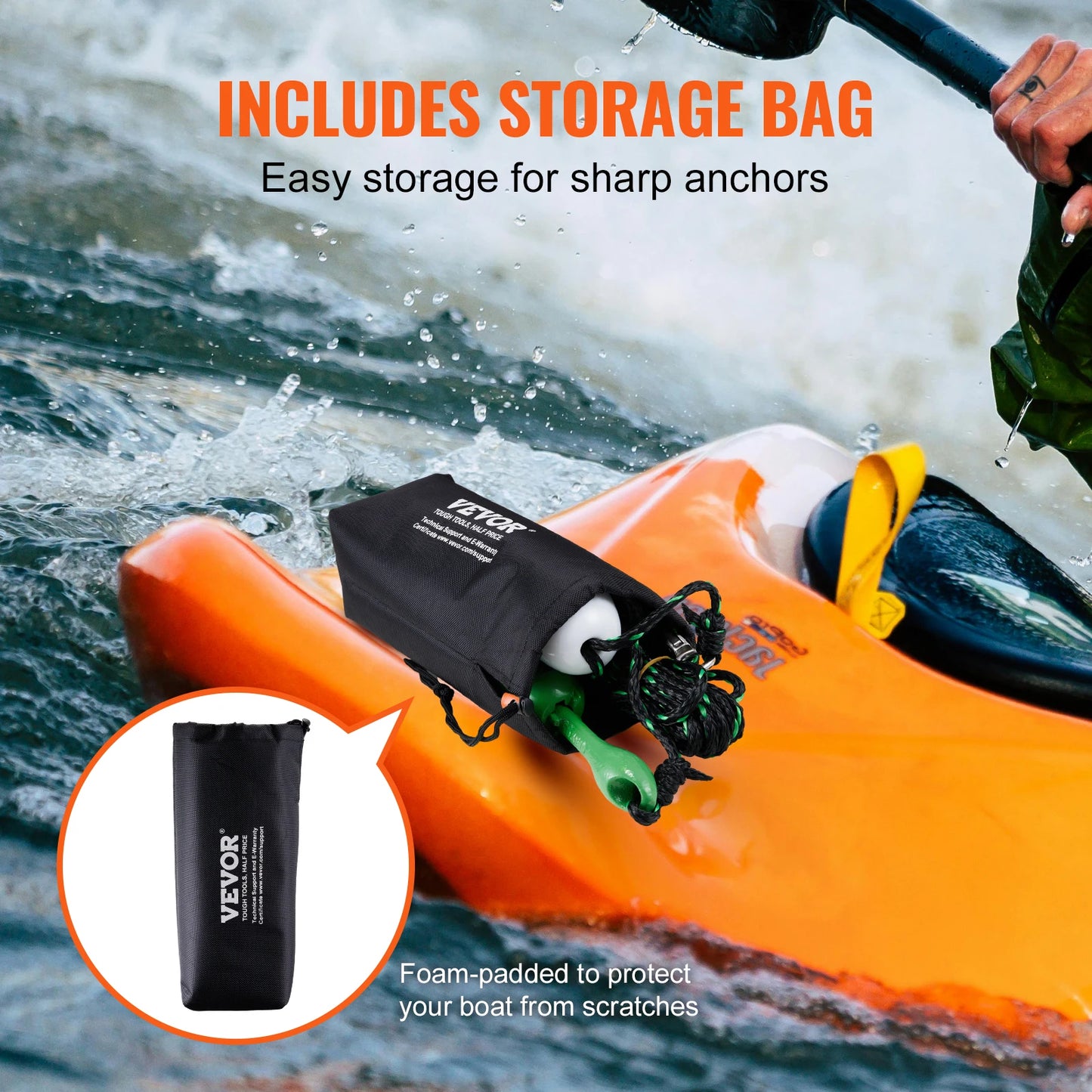 SucceBuy Kayak Anchor Kit With Rope Buoy And Storage Bag
