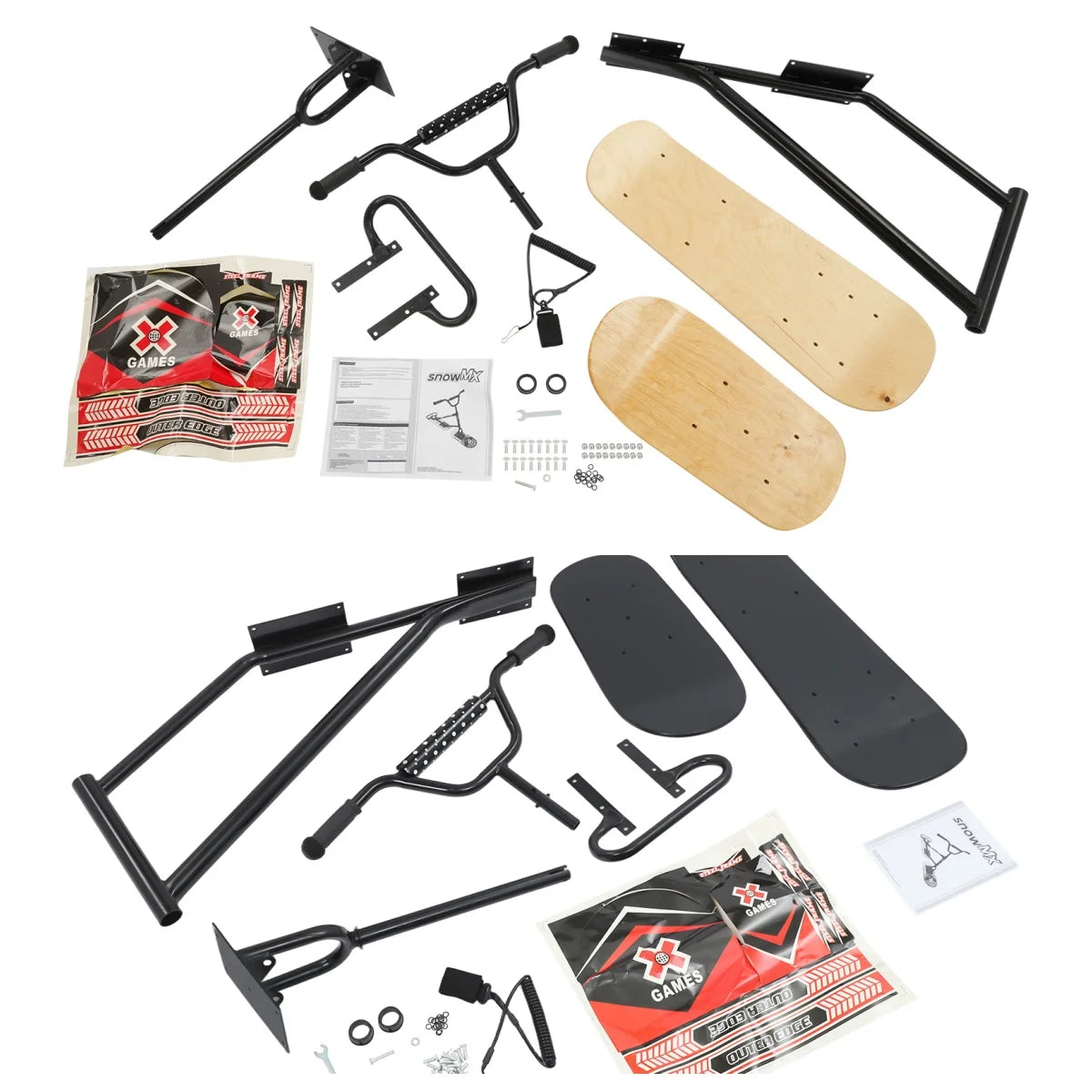 Snow Scooter Skateboard With 360 Degree Steering And Dual Skis