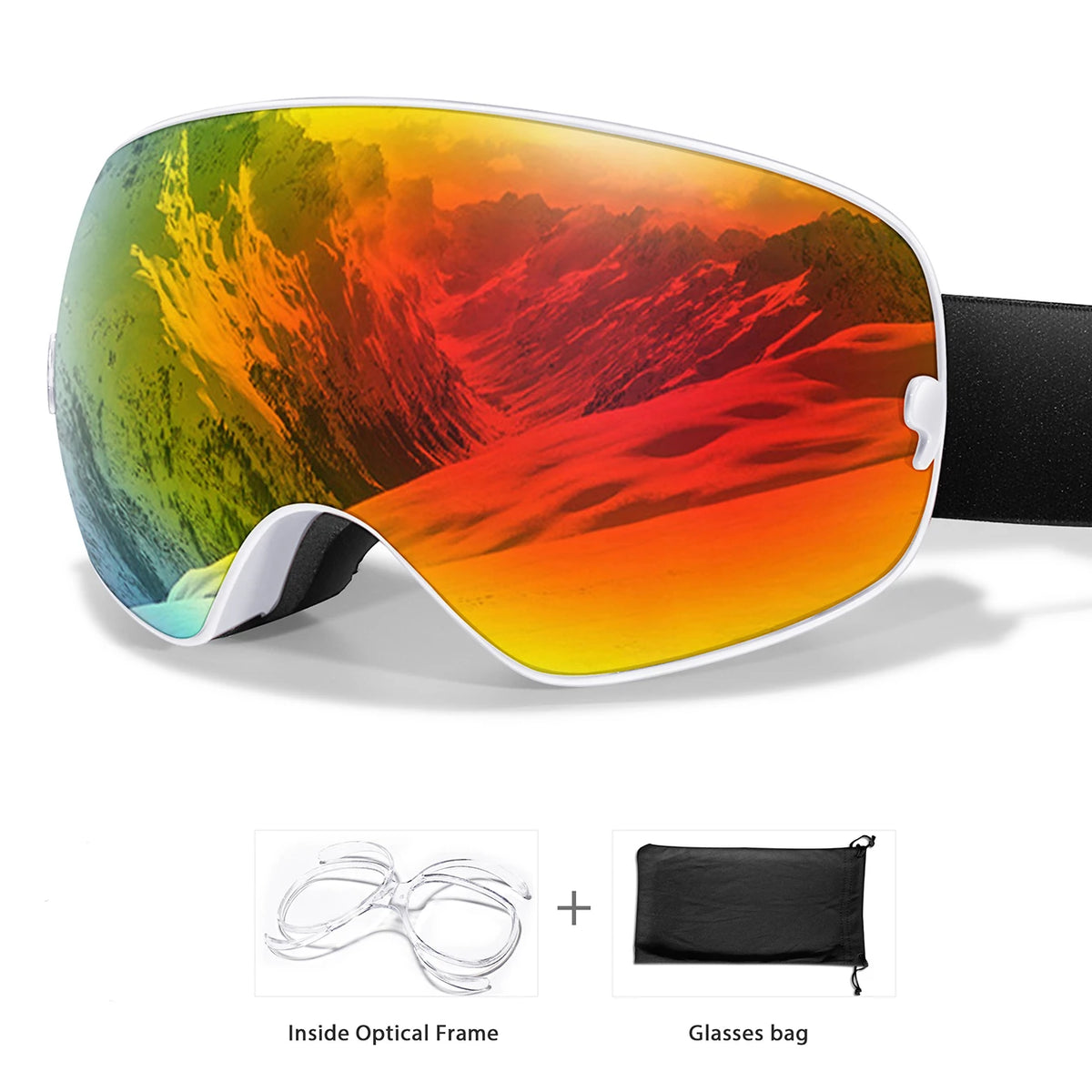 UV400 Anti Fog Snowboard Ski Goggles With Optical Frame