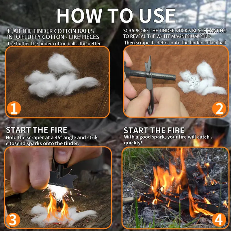 Waterproof Mini Cotton Fire Starter Sticks Pack for Camping Survival