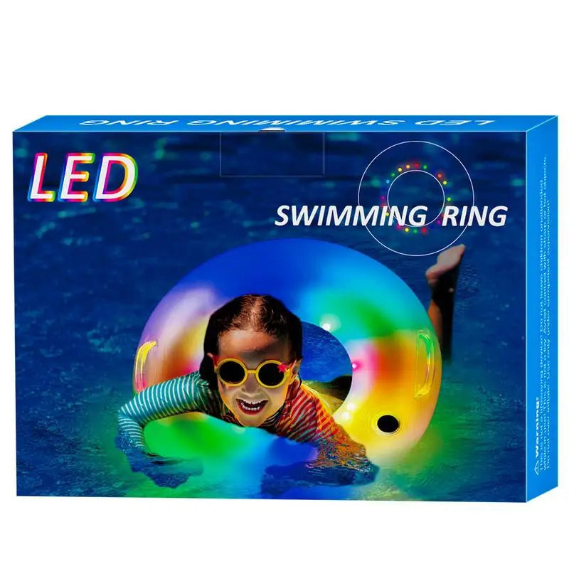 Lighted Pool Ring Float For Kids Inflatable Swim Raft Toy