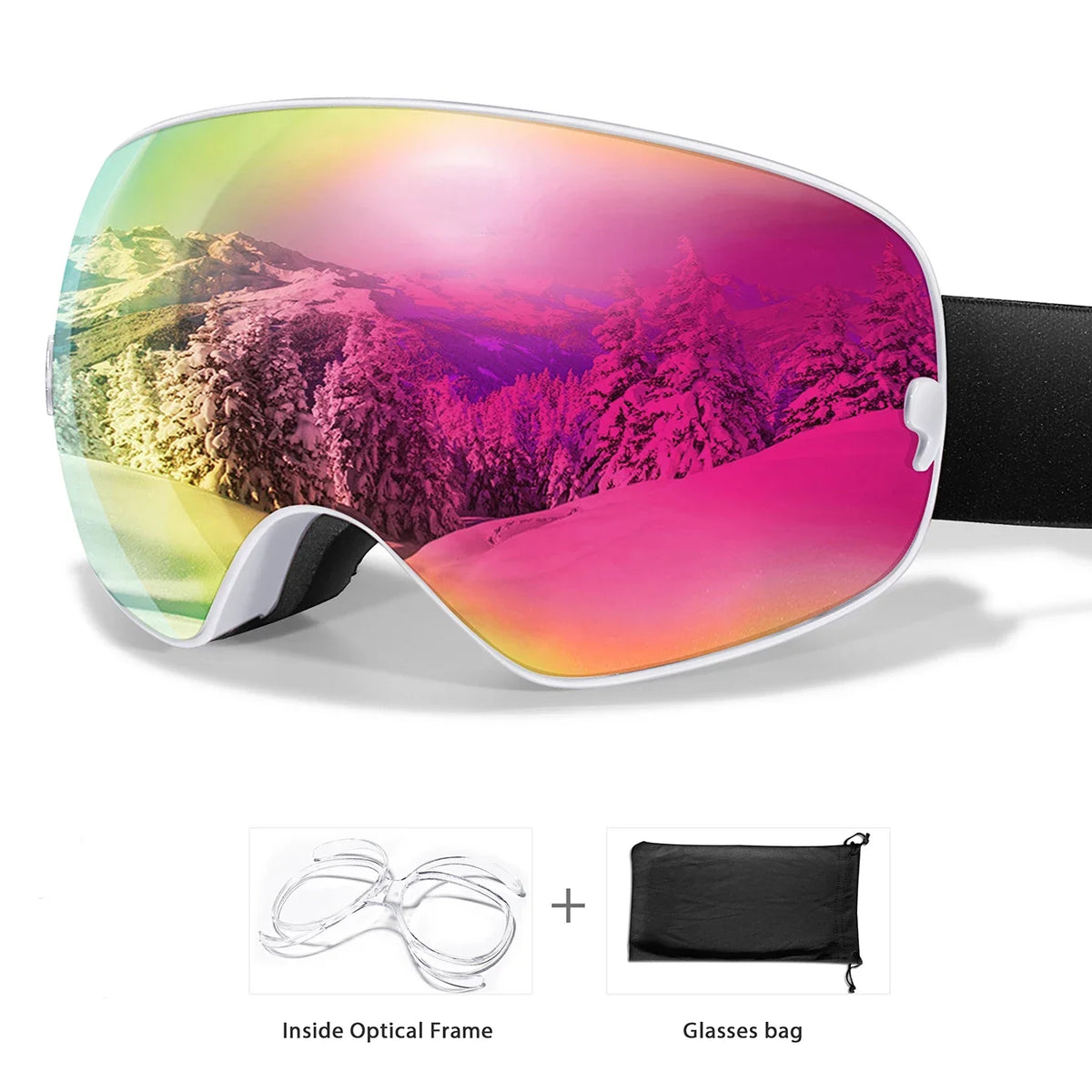 UV400 Anti Fog Snowboard Ski Goggles With Optical Frame