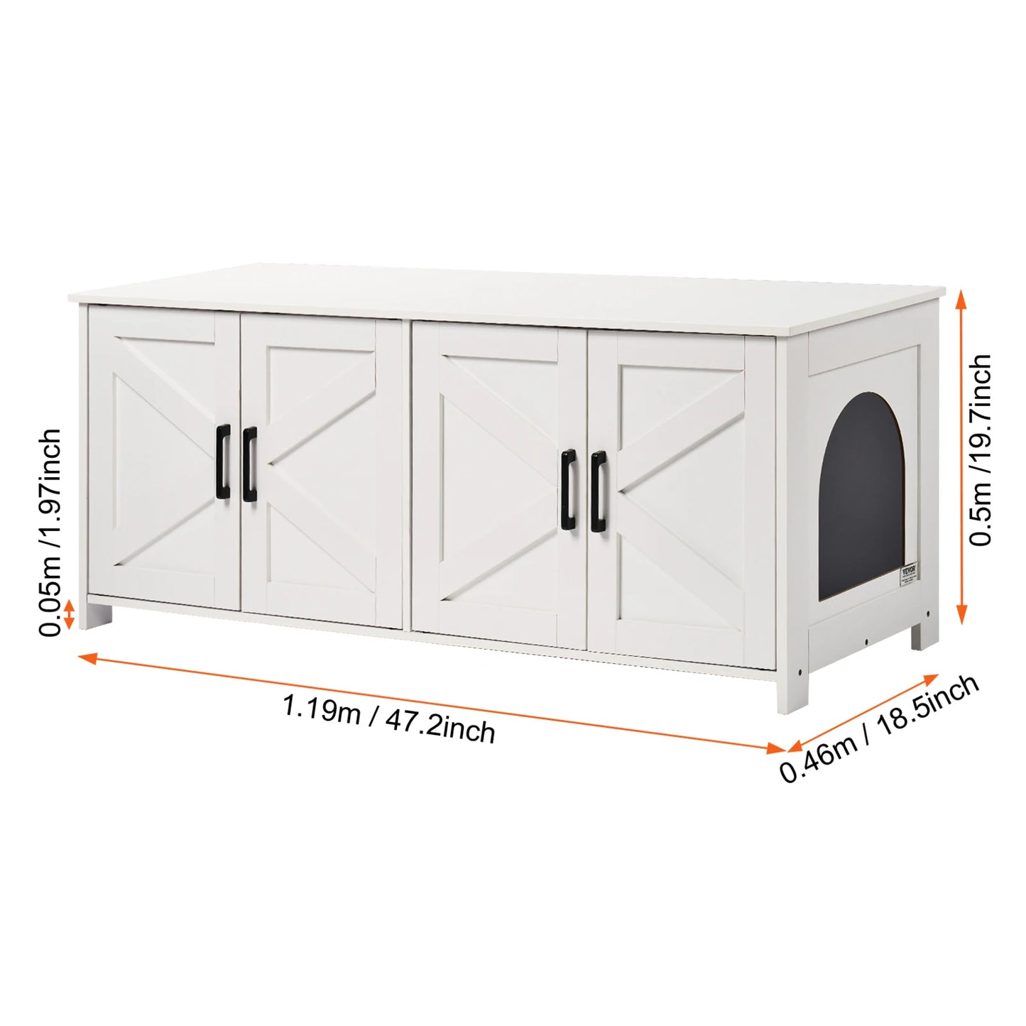 SucceBuy Wooden Cat Litter Box Enclosure For Two Cats