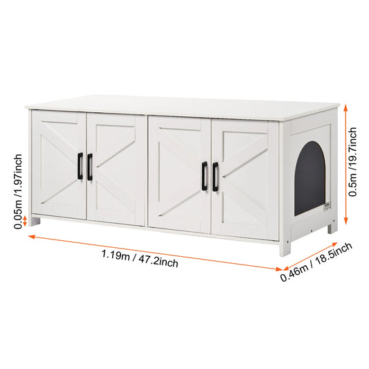 SucceBuy Wooden Cat Litter Box Enclosure For Two Cats