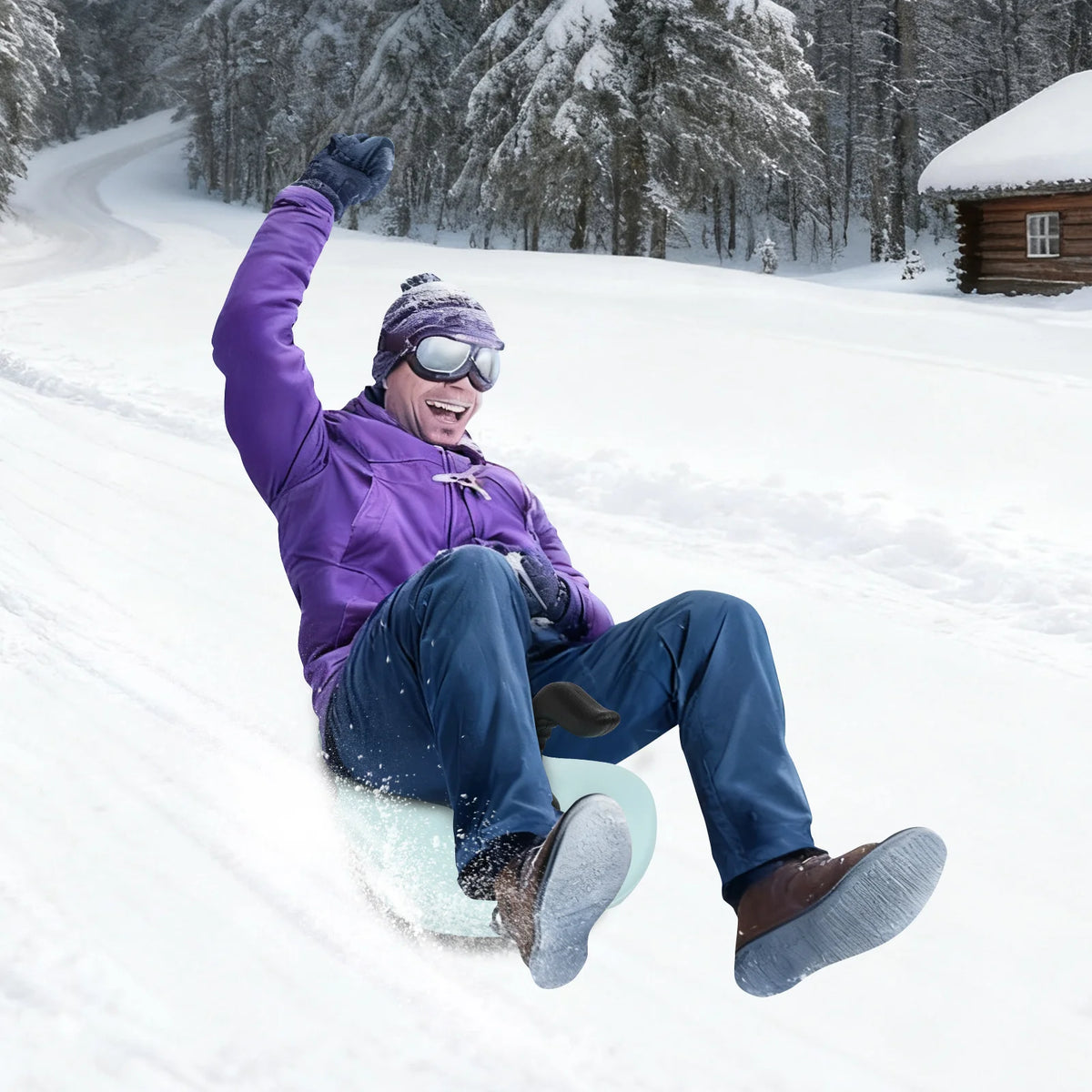 Premium PE Snow Sled With Ergonomic Handle And Pull Rope