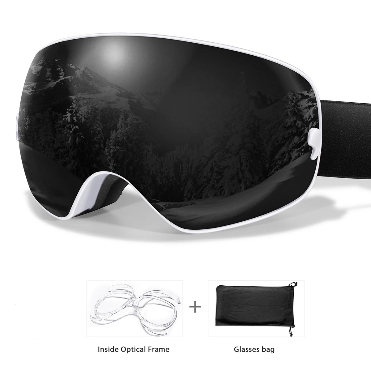 UV400 Anti Fog Snowboard Ski Goggles With Optical Frame