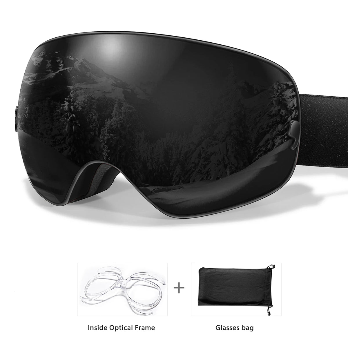 UV400 Anti Fog Snowboard Ski Goggles With Optical Frame