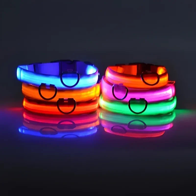 NONECN Nylon LED Night Safety Dog Collar For Pets Luminous