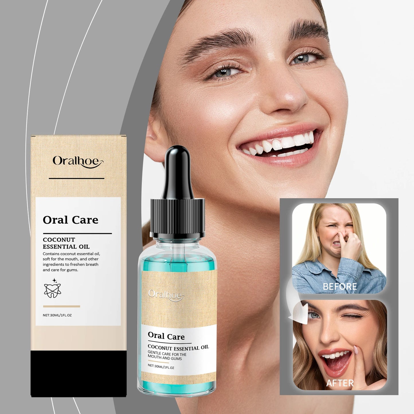 Oralhoe Coconut Mint Oil Pulling Mouthwash Alcohol Free Fresh Breath