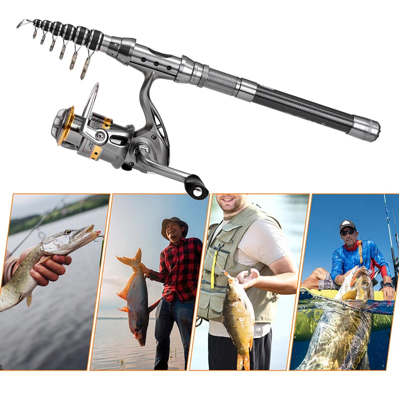 Telescopic Fishing Rod Reel Combo Kit With Hooks And Lures