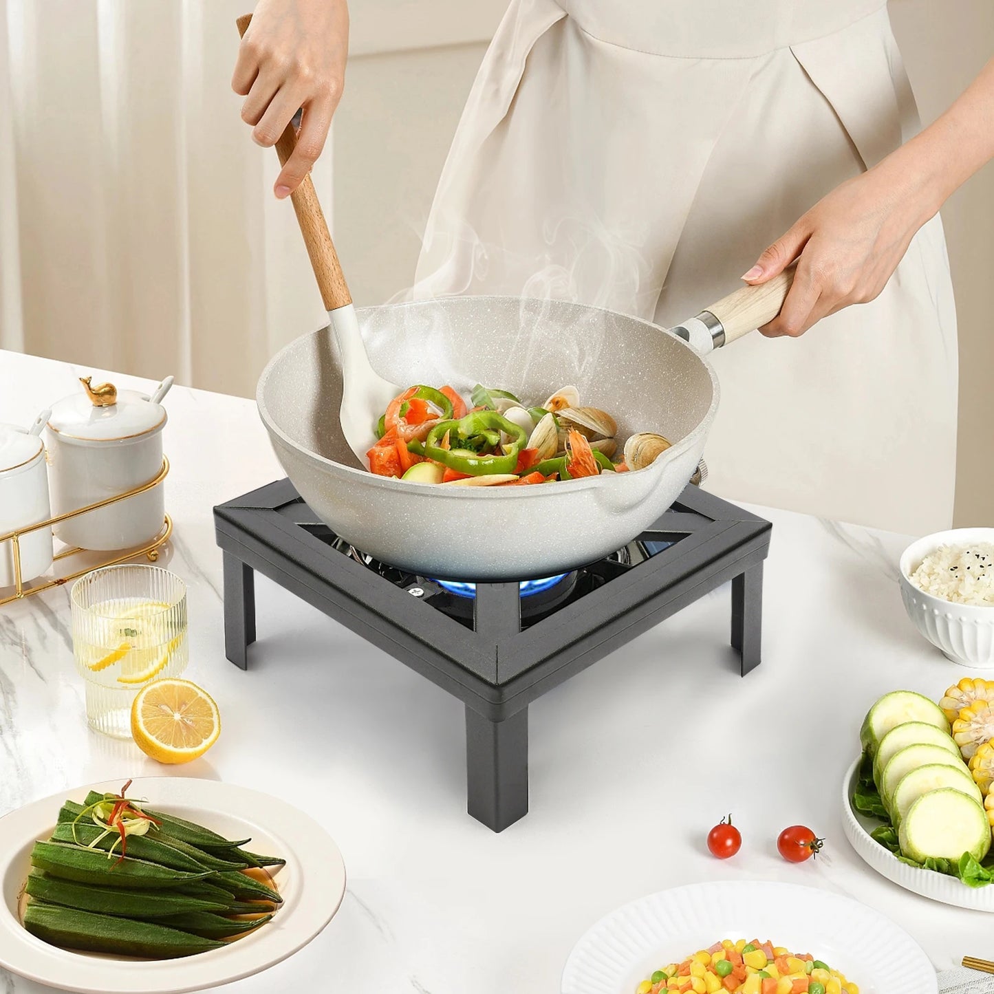 8000W Portable Single Burner Gas Stove With Adjustable Regulator Hose