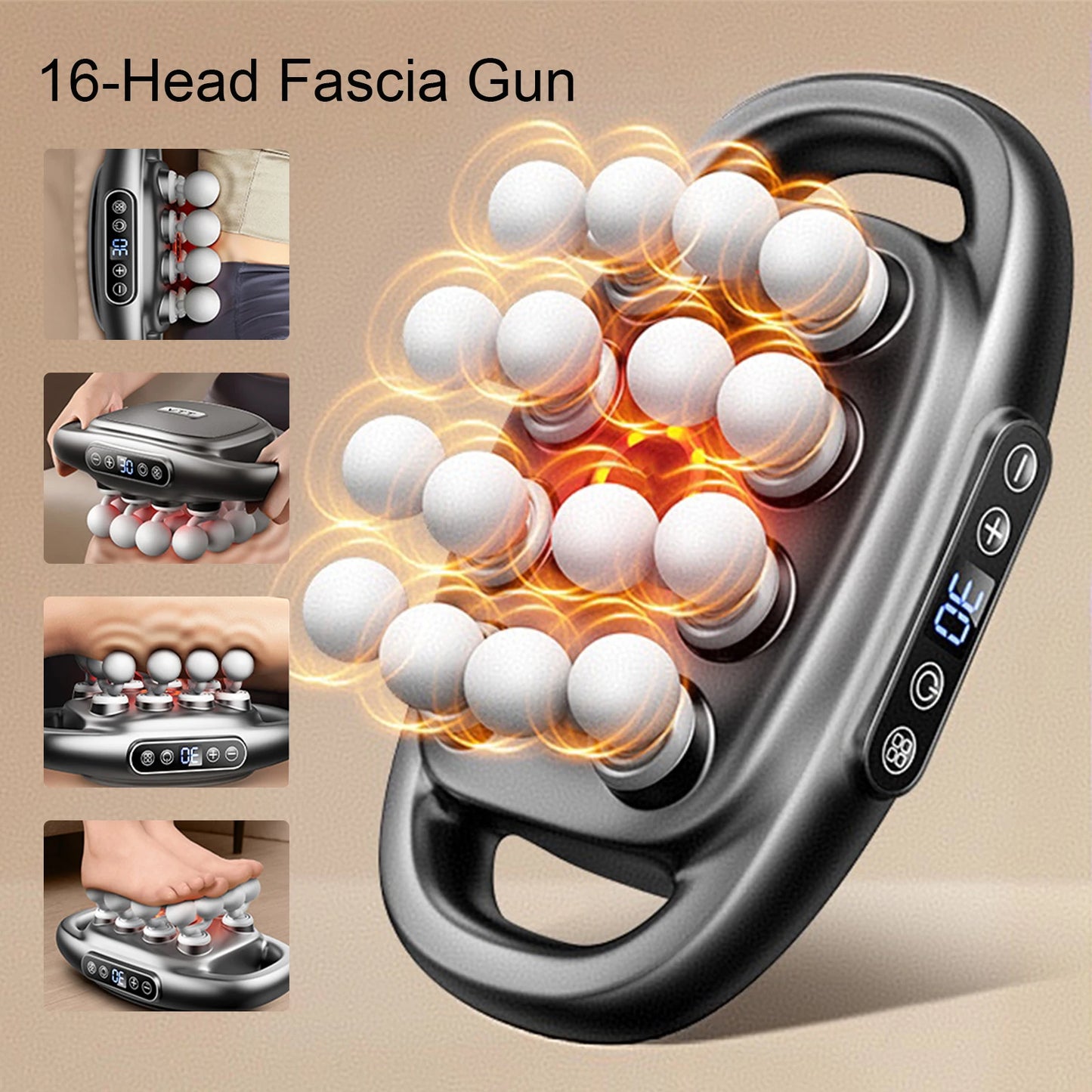 Foreverlily 16-Head Fascia Gun High Frequency Vibration Massage