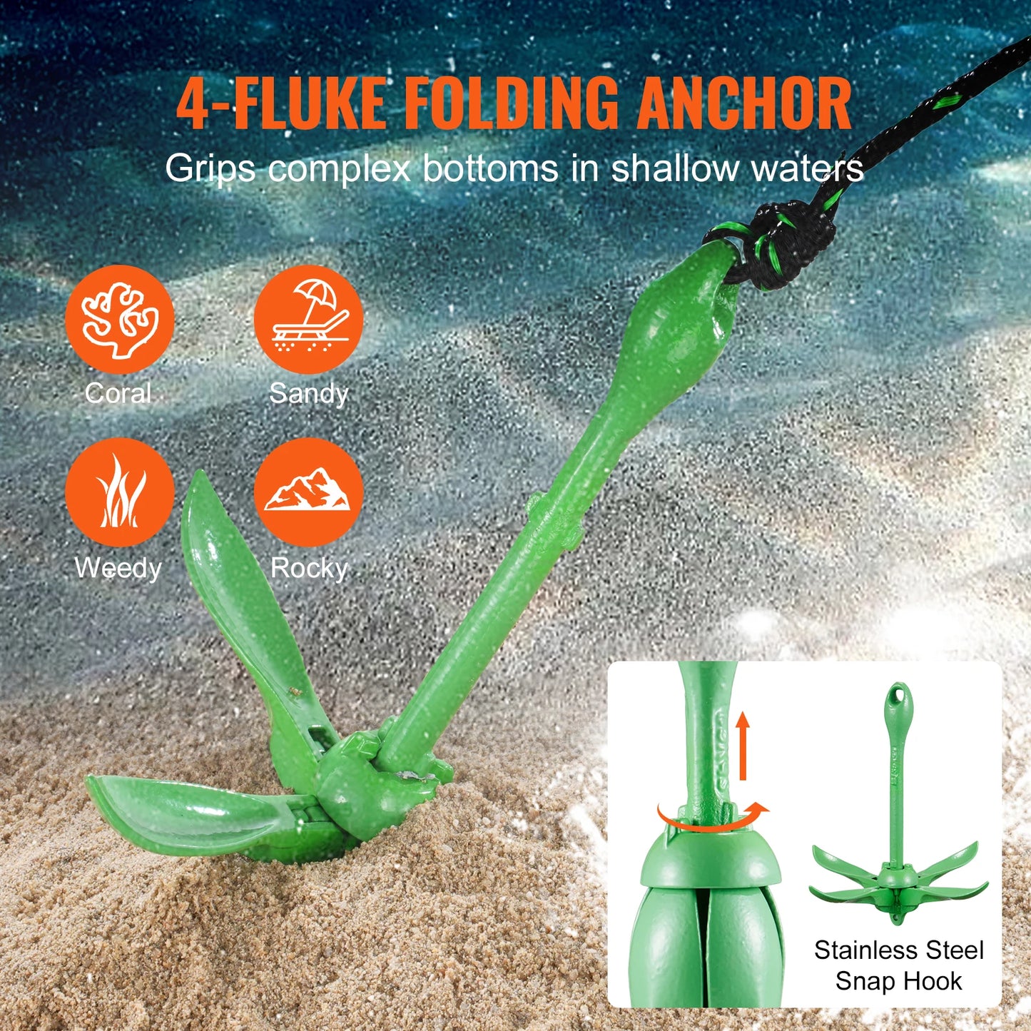 SucceBuy Kayak Anchor Kit With Rope Buoy And Storage Bag