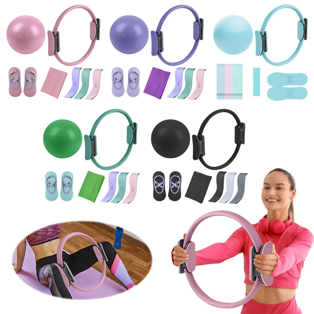 Shunmaii 5-Piece Pilates Essential Kit With Ring And Resistance Band