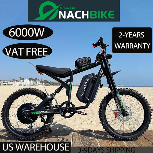 Electric Dirt Bike 6000W 60V 25Ah Battery 50 Mile Range