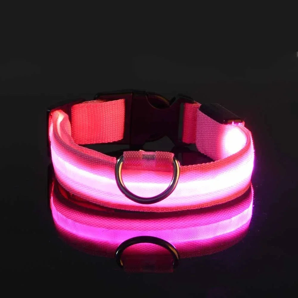 NONECN Nylon LED Night Safety Dog Collar For Pets Luminous