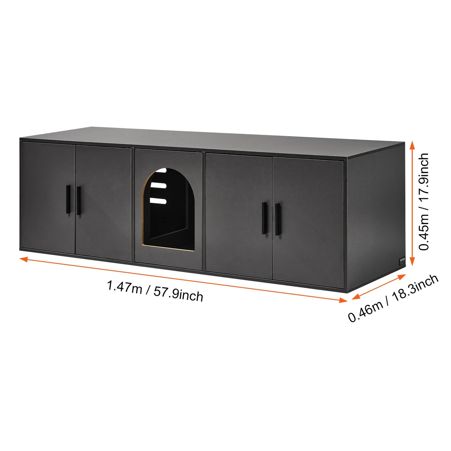 SucceBuy Wooden Cat Litter Box Enclosure For Two Cats