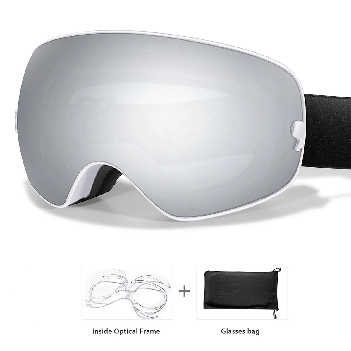 UV400 Anti Fog Snowboard Ski Goggles With Optical Frame