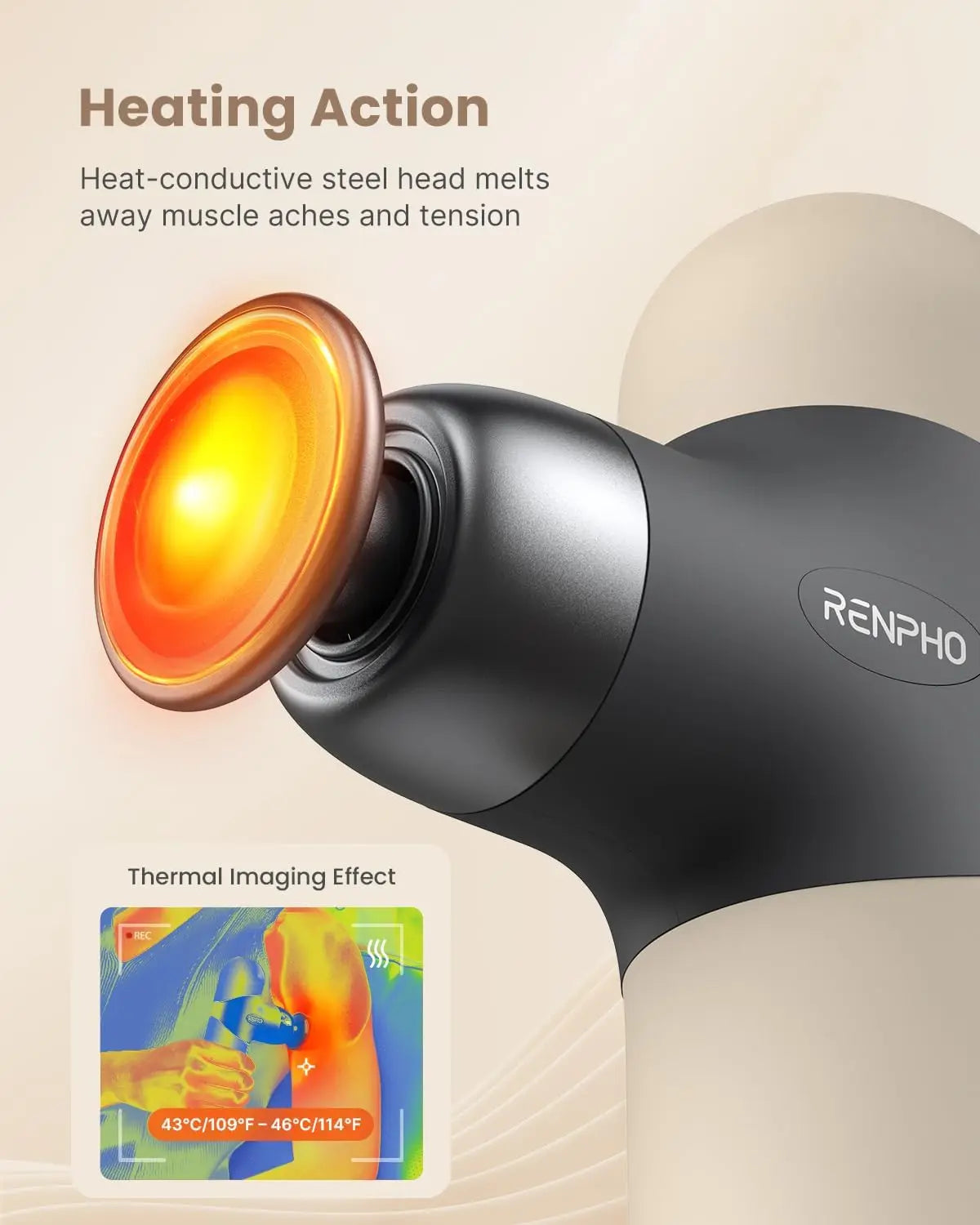Thermal Massage Gun With Heat Portable Deep Tissue Percussion Massager