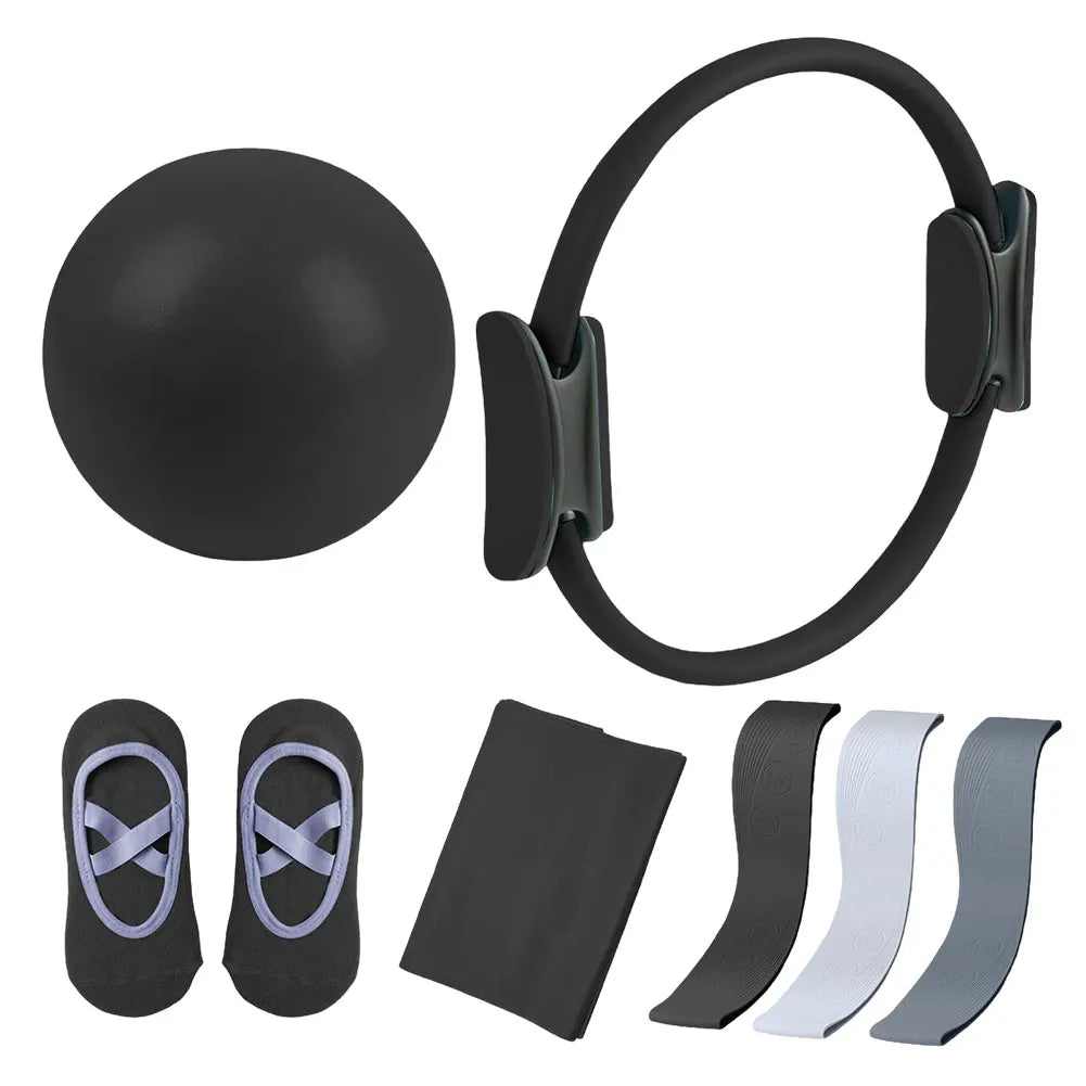 Shunmaii 5-Piece Pilates Essential Kit With Ring And Resistance Band