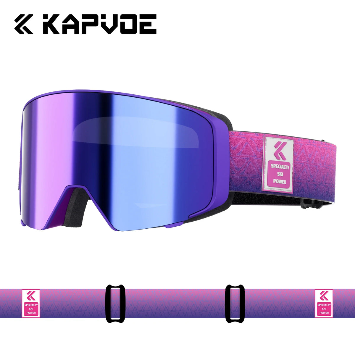 Kapvoe Magnetic Photochromic UV400 Ski Goggles With Anti Fog Protection