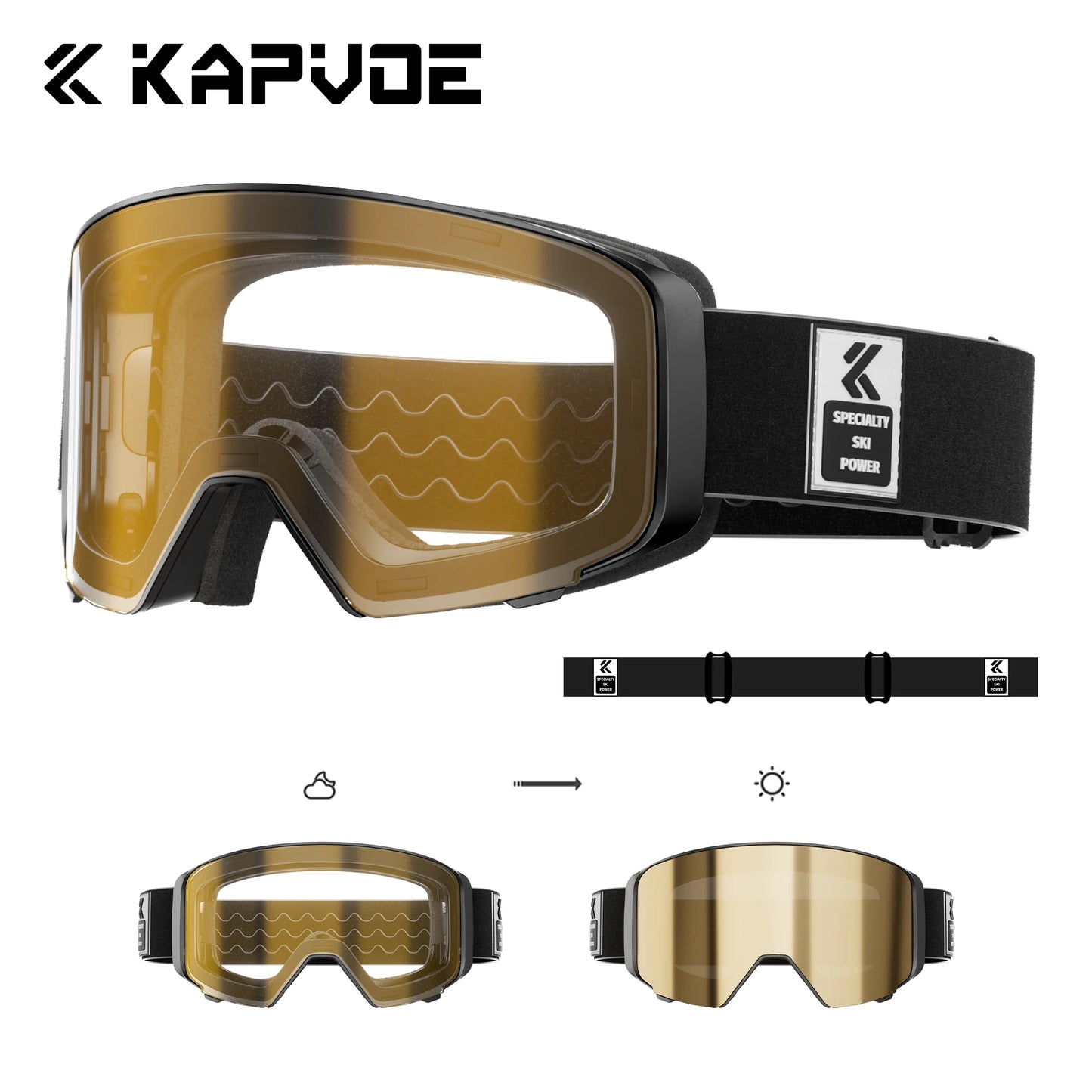Kapvoe Outdoor Photochromic Ski Goggles UV400 Anti Fog Magnetic