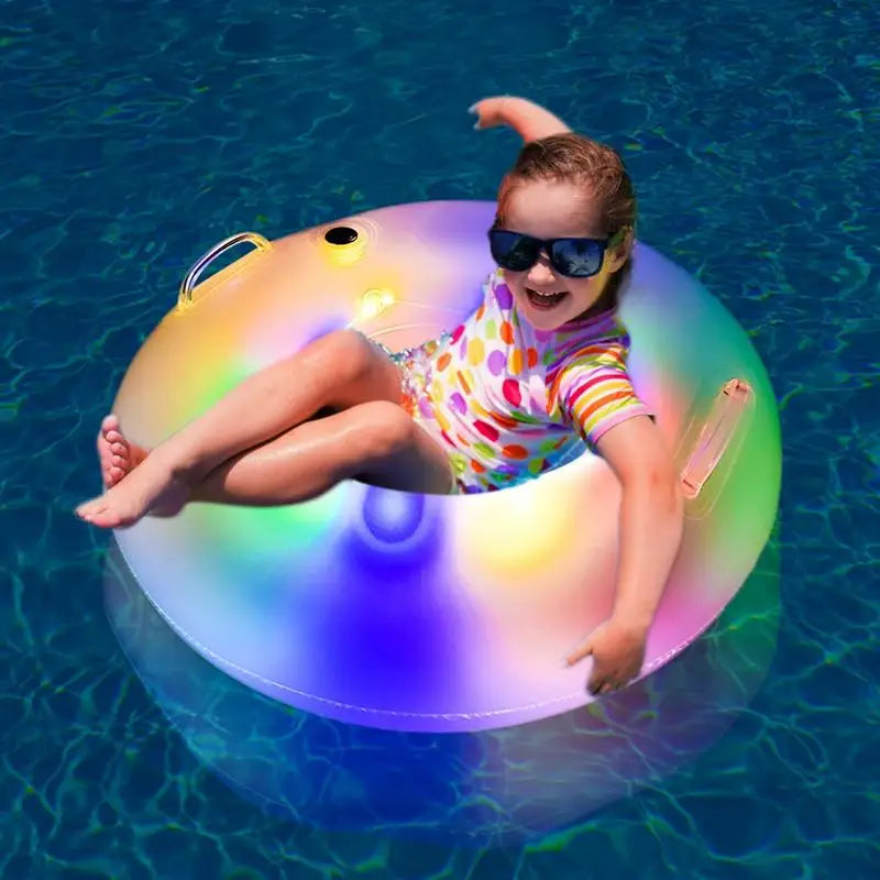 Lighted Pool Ring Float For Kids Inflatable Swim Raft Toy
