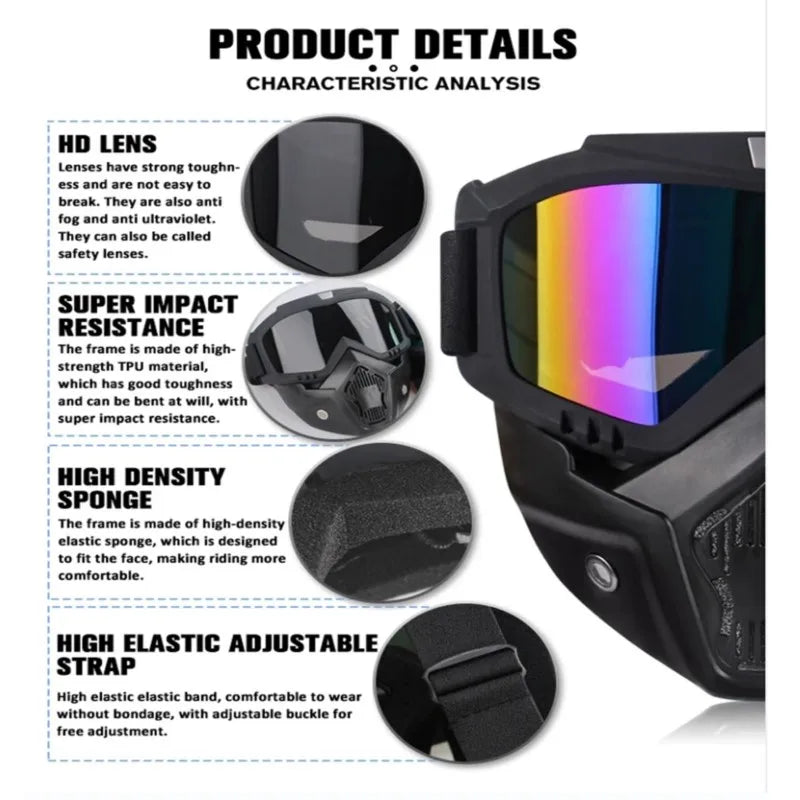 Windproof Outdoor Full Face Cover With Anti Glare Ski Goggles