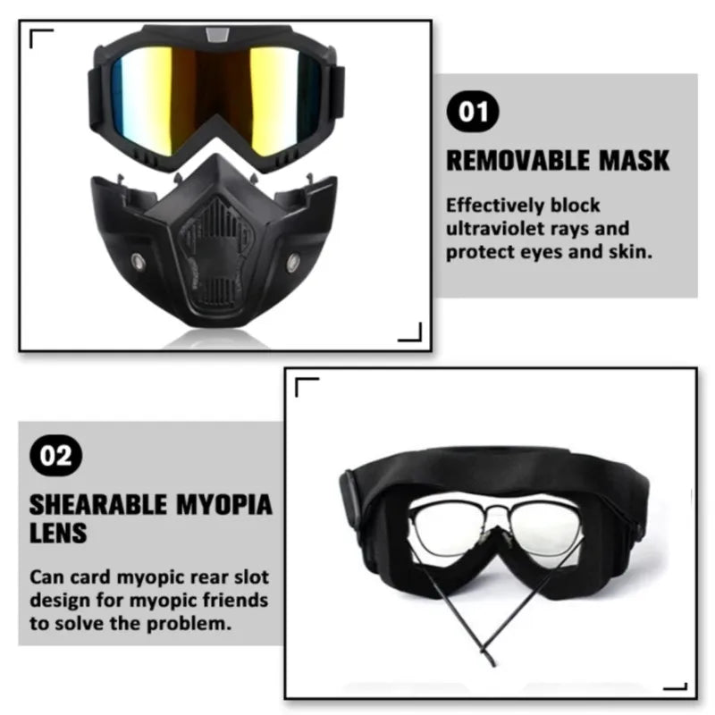 Windproof Outdoor Full Face Cover With Anti Glare Ski Goggles