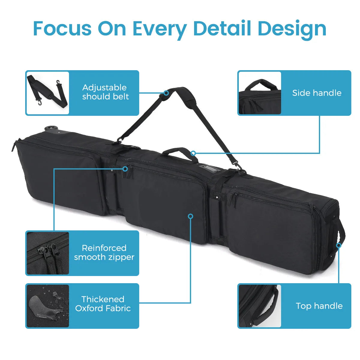 DASHINGNOAH Fully Padded Waterproof Wheeled Snowboard Travel Bag