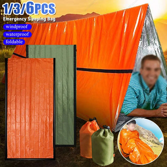 APWIKOGER Emergency Mylar Thermal Blanket Sleeping Bag For Outdoors