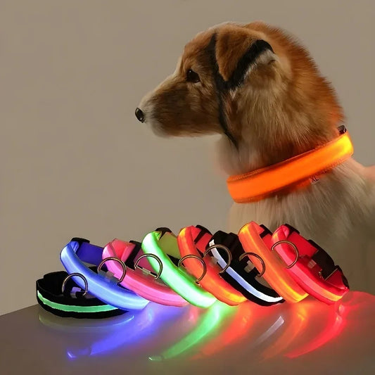NONECN Nylon LED Night Safety Dog Collar For Pets Luminous