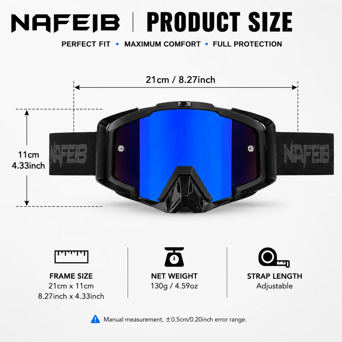 NAFEIB Motorcycle Goggles and Breathable Face Mask for Motocross Riding