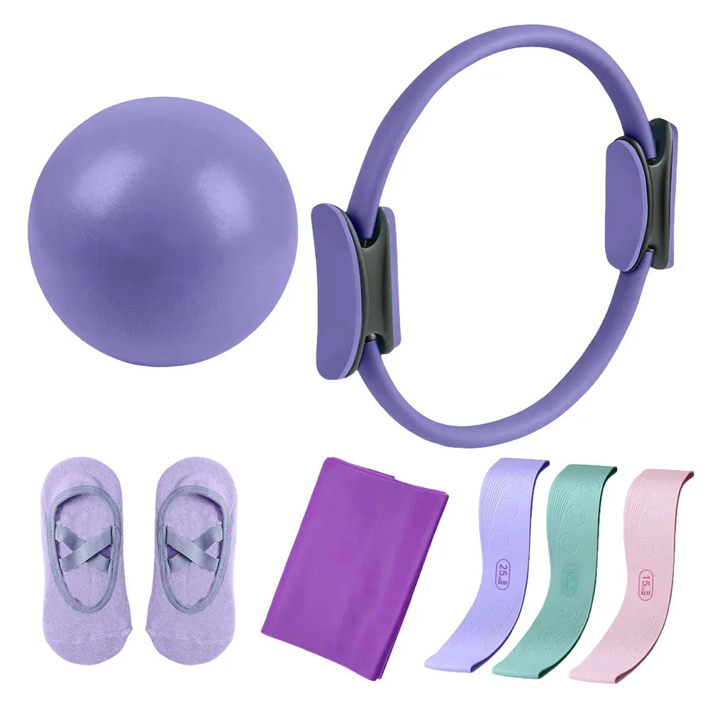 Shunmaii 5-Piece Pilates Essential Kit With Ring And Resistance Band