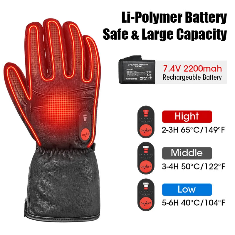 DAY WOLF Heated Waterproof Touchscreen Rechargeable Winter Ski Gloves
