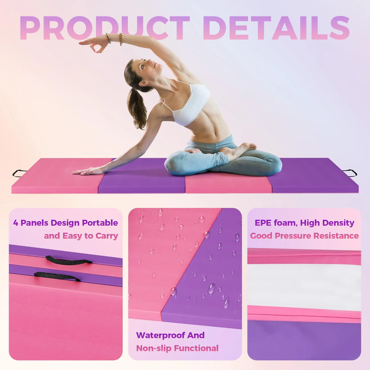 HiMISS Folding Gymnastics Tumbling Mat for Yoga and Home Fitness