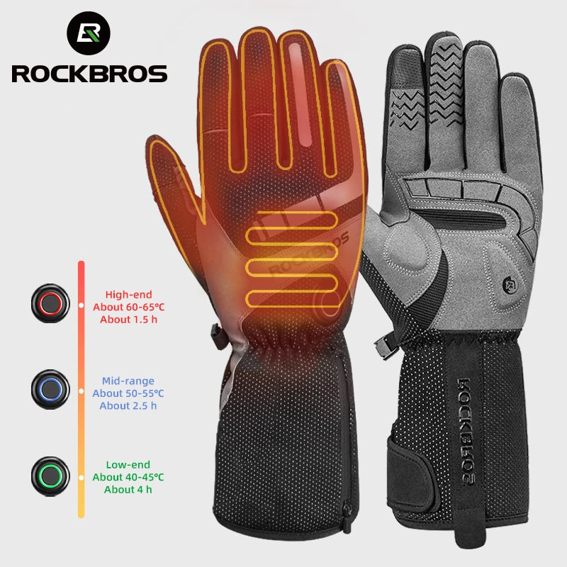 ROCKBROS Heated Waterproof Touchscreen Gloves For Skiing And Riding